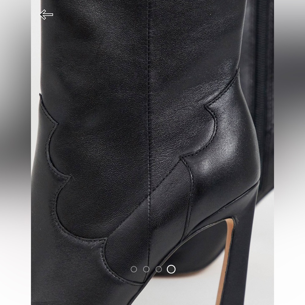 Ebony leather western high heel boots - Picture 5 of 8